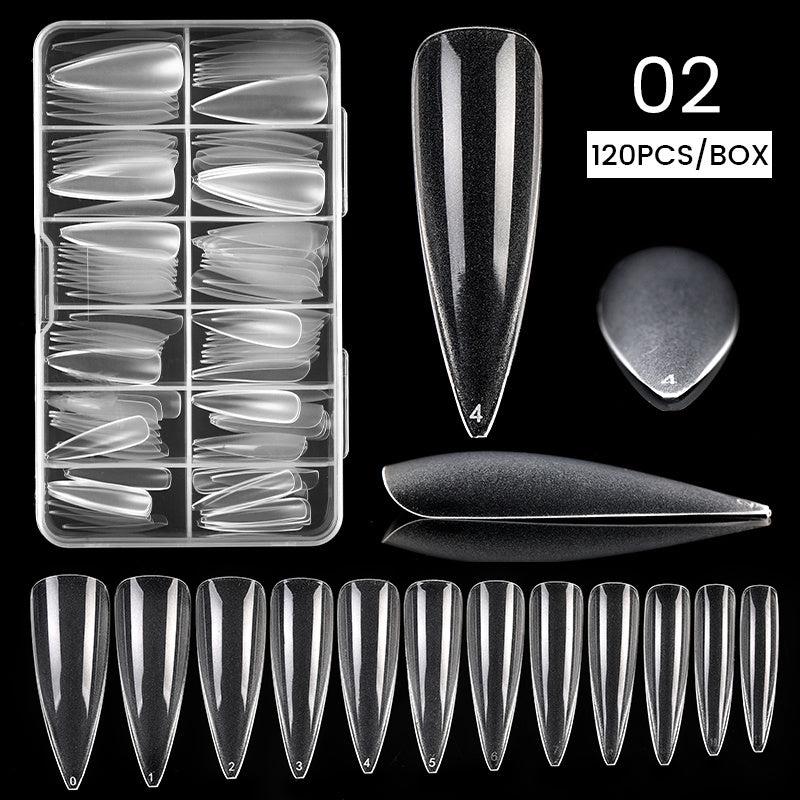 120 pcs Clear Straight Tapered Square Full Cover Press On False Nail Tips