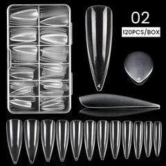 120 pcs Clear Straight Tapered Square Full Cover Press On False Nail Tips
