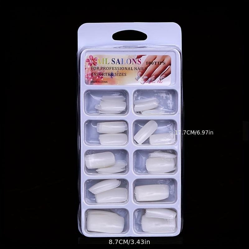 100 Pcs Acrylic Nail Tips Fake Nail Tips With Box