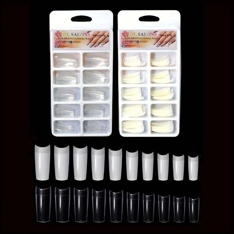 100 Pcs Acrylic Nail Tips Fake Nail Tips With Box