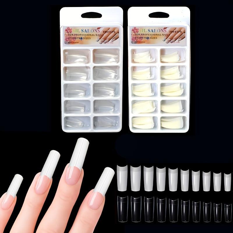 100 Pcs Acrylic Nail Tips Fake Nail Tips With Box