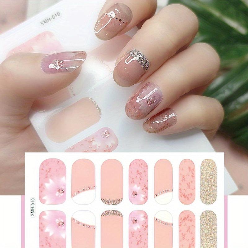 Glossy Nail Strips Pink Purple Nail Art Decal Strip