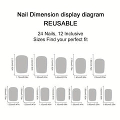 24pcs Yellow Short Square Press Nails Gloss
