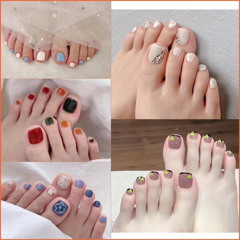 600 Pcs False Toenails Transparent Press On Nail Art DIY Salon