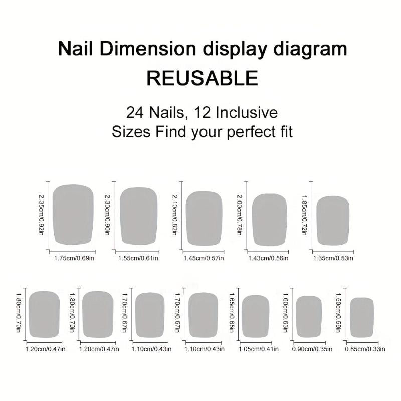 24pcs Red Full Coverage Short Square False Nails For Women
