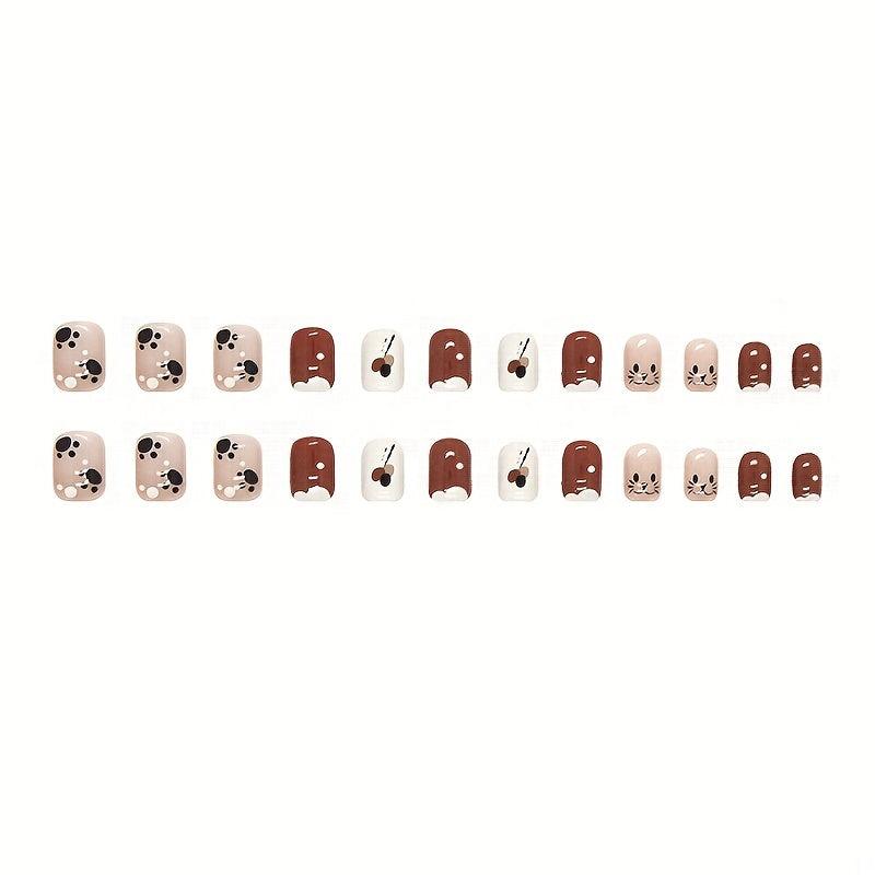 Cat Press On Nails Glossy Full Cover Stick On Acrylic Nails