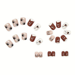 Cat Press On Nails Glossy Full Cover Stick On Acrylic Nails