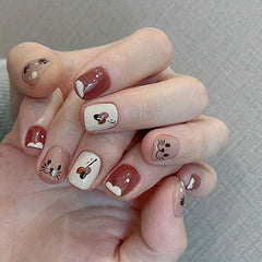 Cat Press On Nails Glossy Full Cover Stick On Acrylic Nails