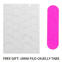 24Pcs Glitter Artificial Toe Nails w/ Tabs & File Stick - Solid Color