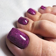24Pcs Glitter Artificial Toe Nails w/ Tabs & File Stick - Solid Color