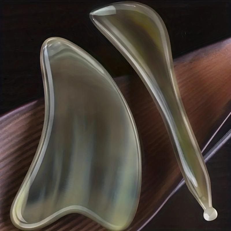 Gua Sha Set Facial Tool Scraping Plate SPA Massage Faux OX Horn Body Massager