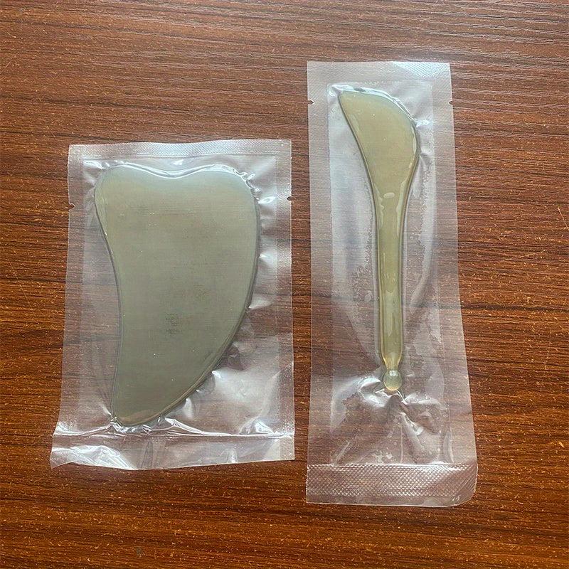 Gua Sha Set Facial Tool Scraping Plate SPA Massage Faux OX Horn Body Massager