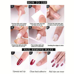 24pcs Glossy French Tip Toenails with Glitter Sequins & Silver Line