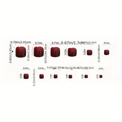 24pcs Glossy French Tip Toenails with Glitter Sequins & Silver Line