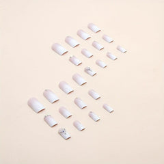 24pcs Gradient Press On Nails with Rhinestones Full Cover False Nails for Women