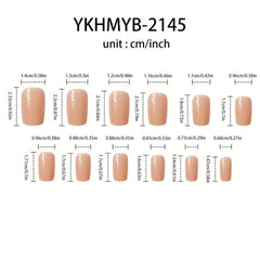 24pcs Gradient Press On Nails with Rhinestones Full Cover False Nails for Women