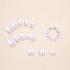 24pcs Gradient Press On Nails with Rhinestones Full Cover False Nails for Women