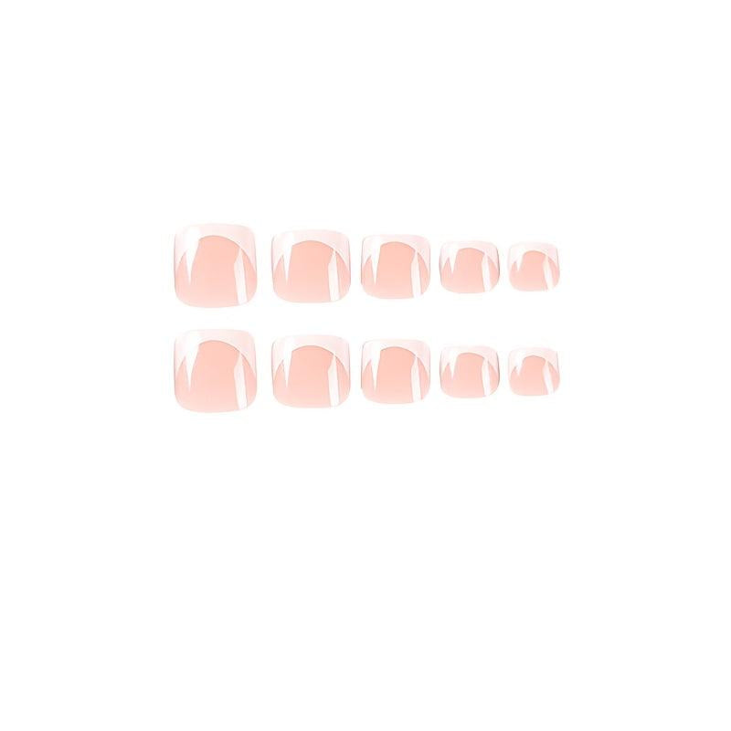 Glossy Pink Square Press On Toenails Short Acrylic False Toenails for Women
