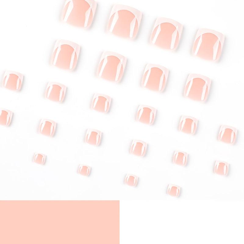 Glossy Pink Square Press On Toenails Short Acrylic False Toenails for Women