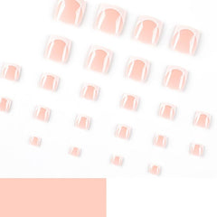 Glossy Pink Square Press On Toenails Short Acrylic False Toenails for Women