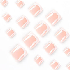 Glossy Pink Square Press On Toenails Short Acrylic False Toenails for Women