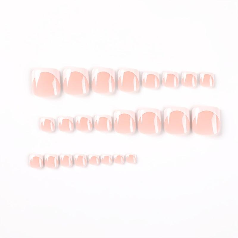 Glossy Pink Square Press On Toenails Short Acrylic False Toenails for Women