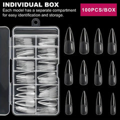 120pcs Stiletto Nail Tips Acrylic Long False Nail Tips with Cases Clear