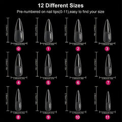 120pcs Stiletto Nail Tips Acrylic Long False Nail Tips with Cases Clear