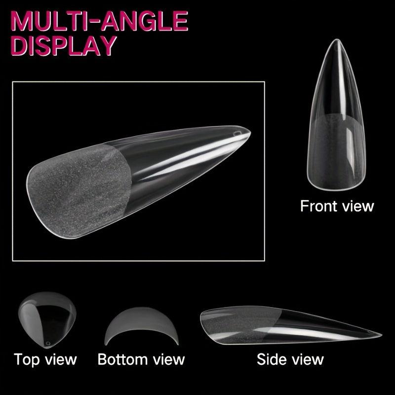 120pcs Stiletto Nail Tips Acrylic Long False Nail Tips with Cases Clear