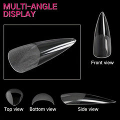 120pcs Stiletto Nail Tips Acrylic Long False Nail Tips with Cases Clear