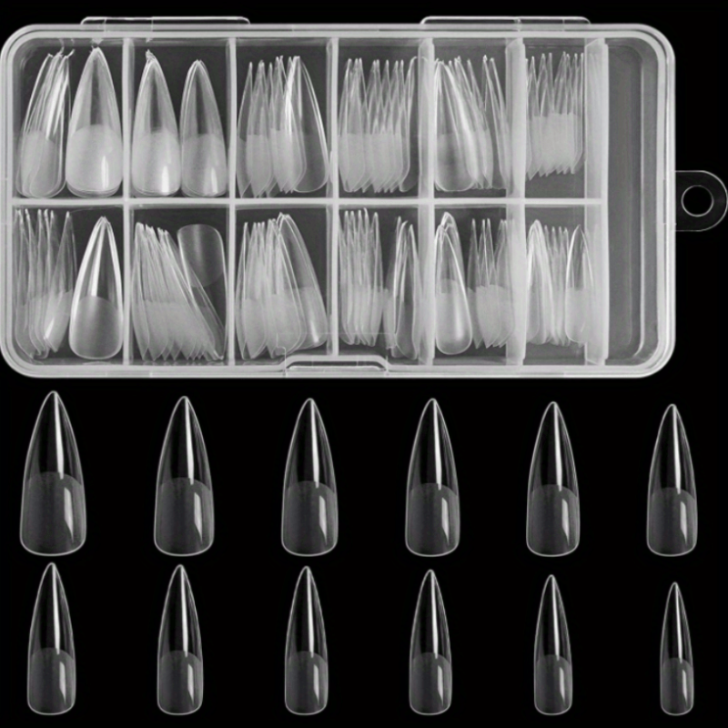 120pcs Stiletto Nail Tips Acrylic Long False Nail Tips with Cases Clear