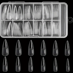 120pcs Stiletto Nail Tips Acrylic Long False Nail Tips with Cases Clear