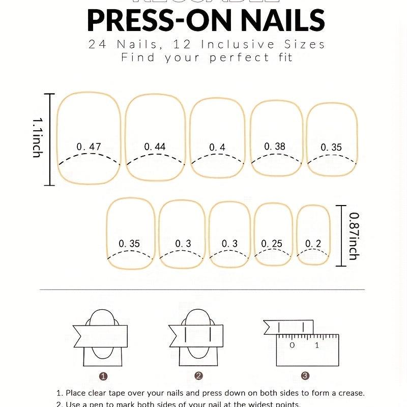 French Tip Glitter Press On Nails for Women and Girls