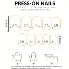 French Tip Glitter Press On Nails for Women and Girls