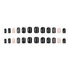 French Tip Glitter Press On Nails for Women and Girls