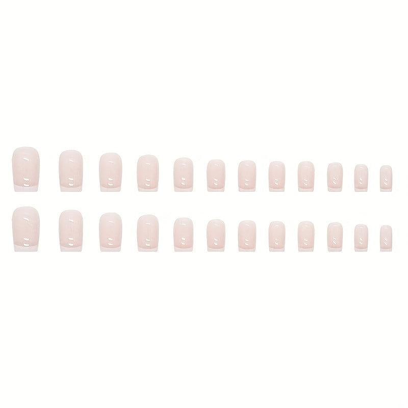 24pcs Nude Pink Press On Nails French Edge False Nails