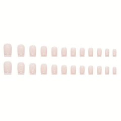 24pcs Nude Pink Press On Nails French Edge False Nails