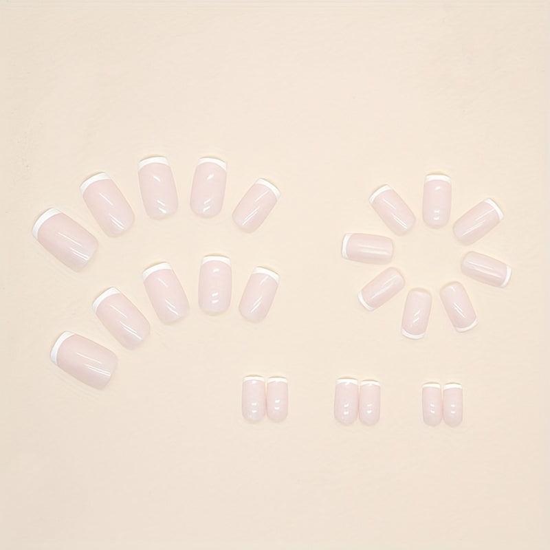 24pcs Nude Pink Press On Nails French Edge False Nails