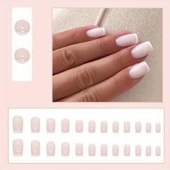 24pcs Nude Pink Press On Nails French Edge False Nails