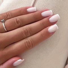 24pcs Nude Pink Press On Nails French Edge False Nails