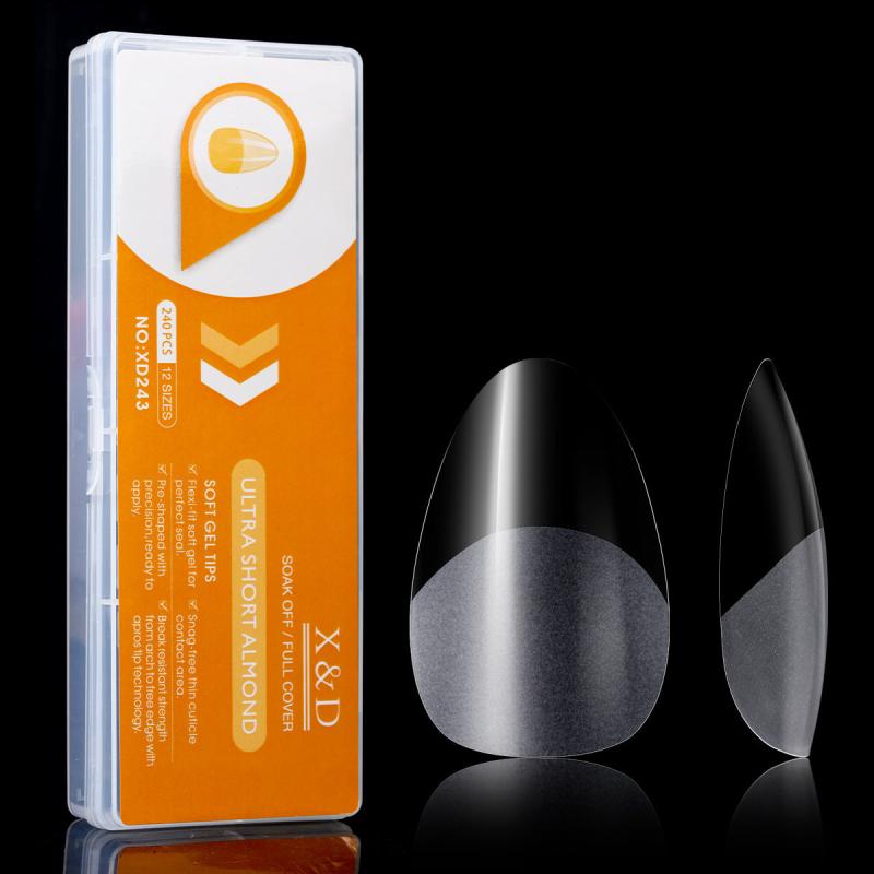 Full Cover Almond Nail Tips for Acrylic Nails - Professional Soft Gel Nail Tips