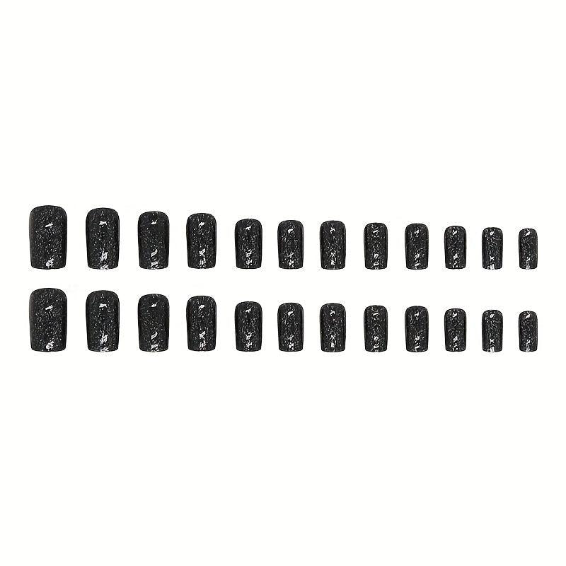 24pcs Starry Sky Glitter Press On Nails Glossy False Nails for Women