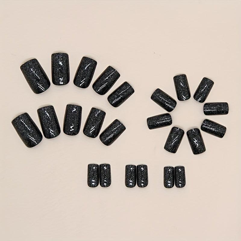 24pcs Starry Sky Glitter Press On Nails Glossy False Nails for Women