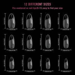 120 PCS Clear Oval Nail Tips Half Matte Almond Stiletto False Nails