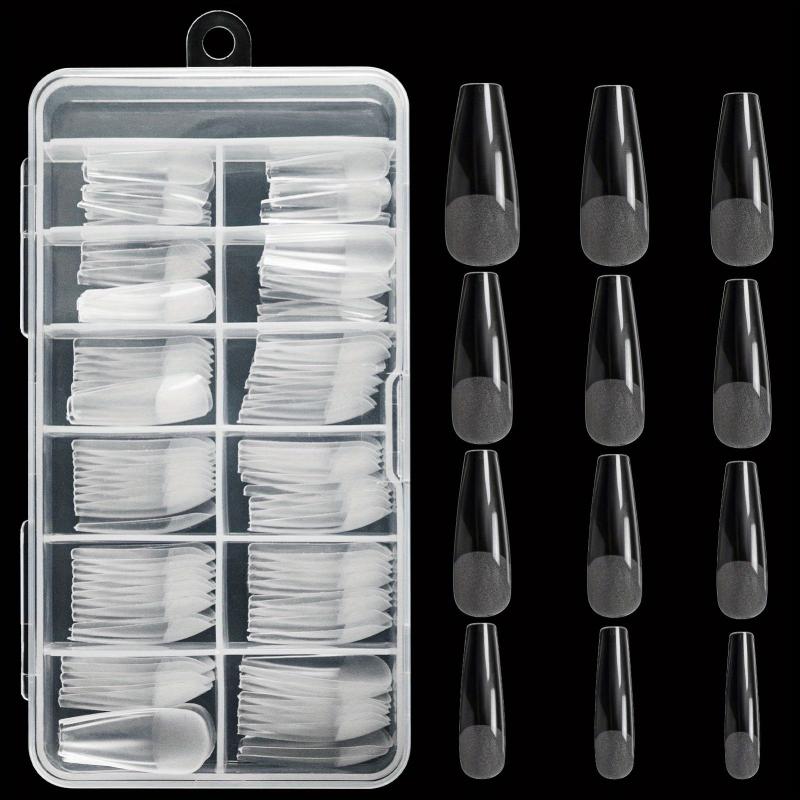 120 PCS Clear Oval Nail Tips Half Matte Almond Stiletto False Nails