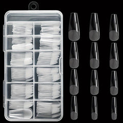120 PCS Clear Oval Nail Tips Half Matte Almond Stiletto False Nails
