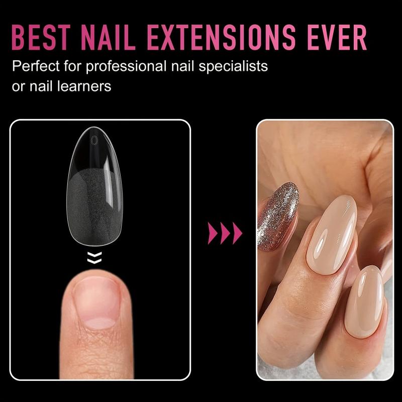 120 PCS Clear Oval Nail Tips Half Matte Almond Stiletto False Nails