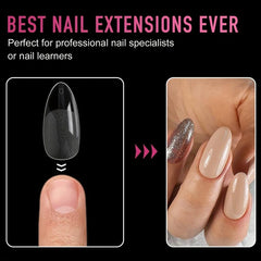 120 PCS Clear Oval Nail Tips Half Matte Almond Stiletto False Nails