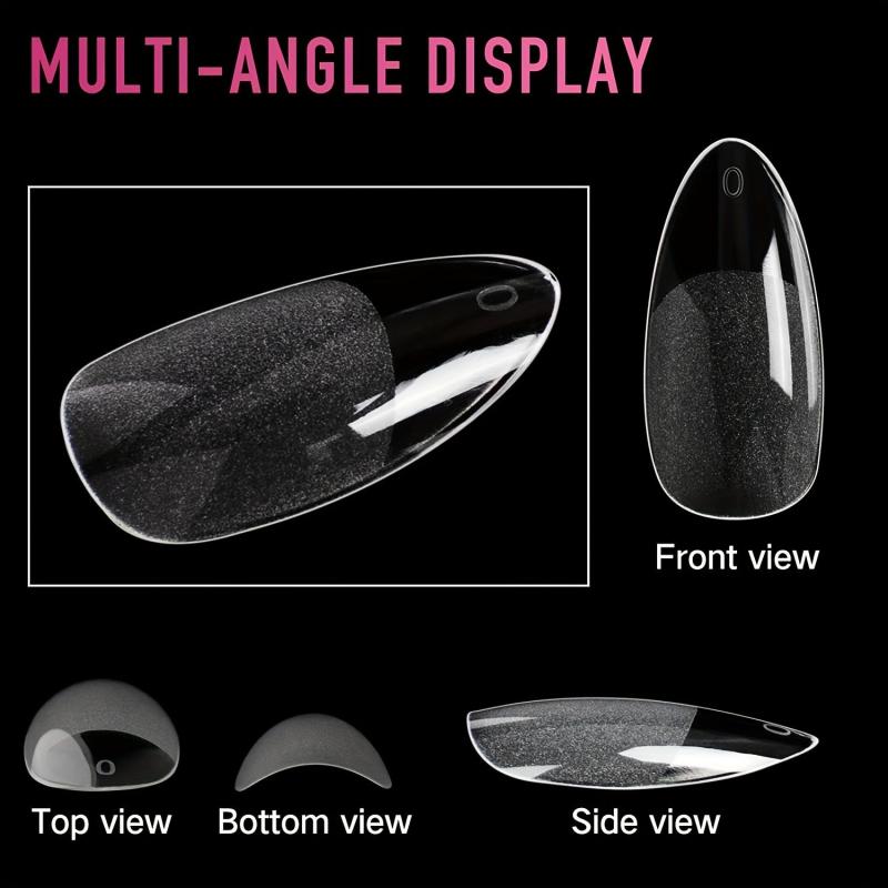 120 PCS Clear Oval Nail Tips Half Matte Almond Stiletto False Nails
