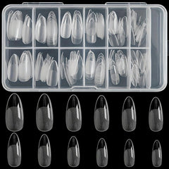 120 PCS Clear Oval Nail Tips Half Matte Almond Stiletto False Nails